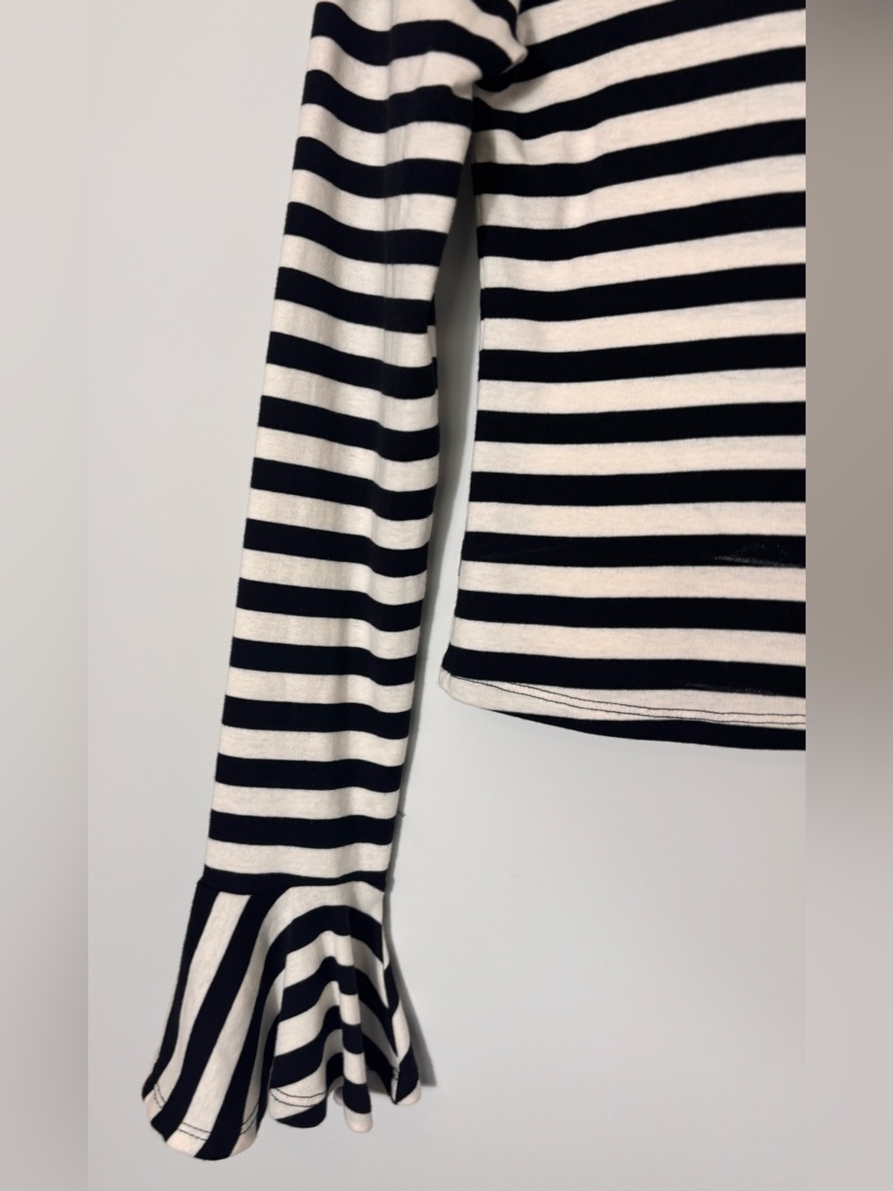 Maeve for Anthropologie Black & White Striped Knit Top – Bell Sleeve | Size XS - Picture 6 of 7